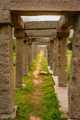 hampi ruins antique stone art from unique angle