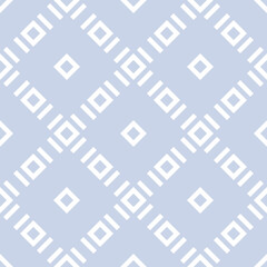 Fototapeta premium Subtle vector geometric seamless pattern with small rhombuses, diamonds, square grid, lines, tiles. Abstract light blue texture. Simple minimal geometrical background. Repeat design for decor, textile
