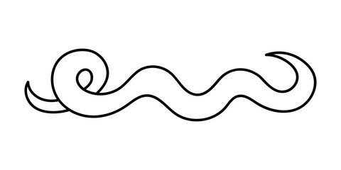 Obraz premium Outline rope icon isolated on white. Doodle swirl or wave element for decor. Hand drawing art line. Sketch vector stock illustration. EPS 10