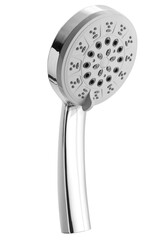 Steel shower head on a white background
