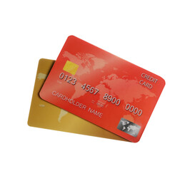 Different plastic credit cards on white background