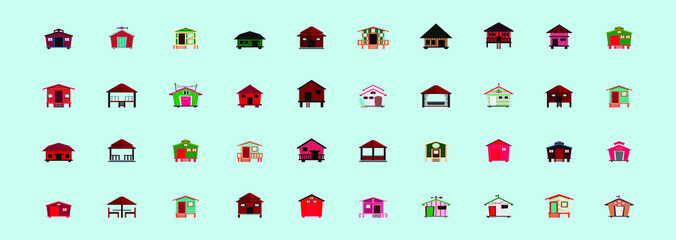 set of shack or huts with various models. vector illustration