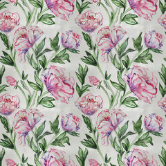 Watercolor seamless pattern with flowers