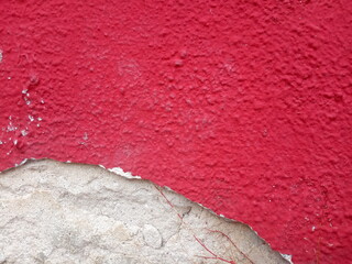 scarlet red paint old cracked  concrete background,  cement wall background
