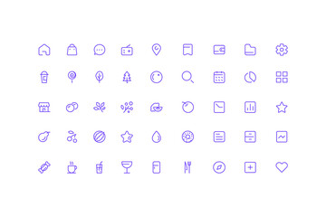 simple vector line icons set 