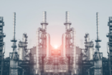 Oil refinery petrochemical industry plant on sepia tone blured for texture background.