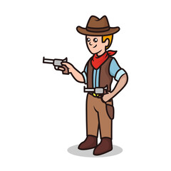 Cowboy wild western mascot logo design illustration 