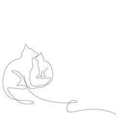 Cat animal line drawing, vector illustration