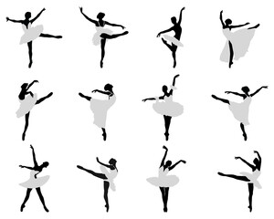 Silhouettes of ballerinas on a white background © Design Studio RM