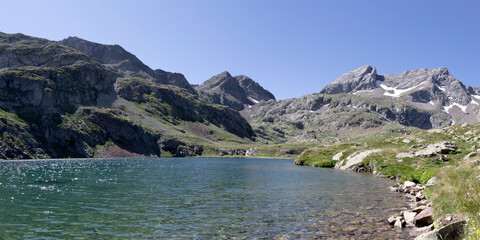 Lac du Col d'Arratille in the French Pyrenees, mountain lake near Cauterets, France, Europe