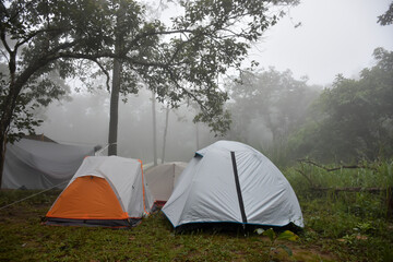 camping in the mountains