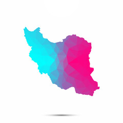 Iran map triangle low poly geometric polygonal abstract style. Cyan pink gradient abstract tessellation modern design background low poly. Vector illustration
