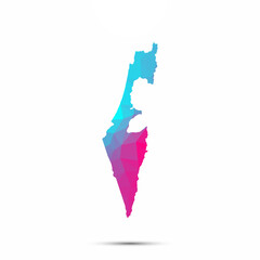 Fototapeta premium Israel map triangle low poly geometric polygonal abstract style. Cyan pink gradient abstract tessellation modern design background low poly. Vector illustration