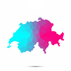 Switzerland map triangle low poly geometric polygonal abstract style. Cyan pink gradient abstract tessellation modern design background low poly. Vector illustration