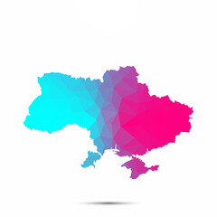 Ukraine map triangle low poly geometric polygonal abstract style. Cyan pink gradient abstract tessellation modern design background low poly. Vector illustration