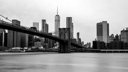 New York's landscape. Brooklyn bridge and East river.
