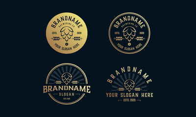 set vintage brewery logo, brewery label emblem. Design vector 