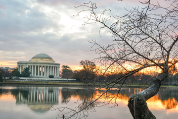 Obraz premium Washington D.C. in winter sunset - Jefferson Memorial - Washington D.C. United States of America