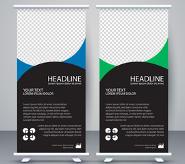 Vertical Banner business roll up standee Modern Mockup Template. Design Graphic EPS10