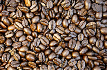 Coffee beans that have been roasted with heat