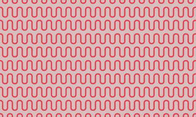 Red seamless undulating geometric curved line pattern on pink background vector