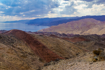 Mount Tzfahot and the gulf of Aqaba
