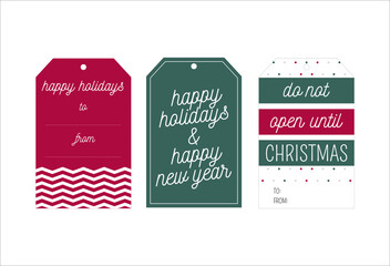 Set of Hang Tags, Happy Holidays Gift Box Tag, Hang Tag, Gift Box Tag Vector