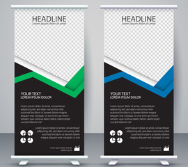 Vertical Banner business roll up standee Modern Mockup Template. Design Graphic EPS10