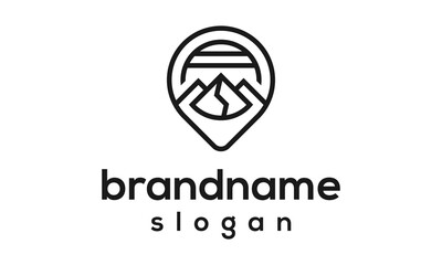 Pin mountain logo design vector