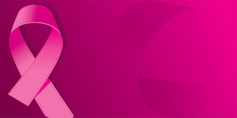 Breast cancer awareness month poster. Pink ribbon. Vector illustration.