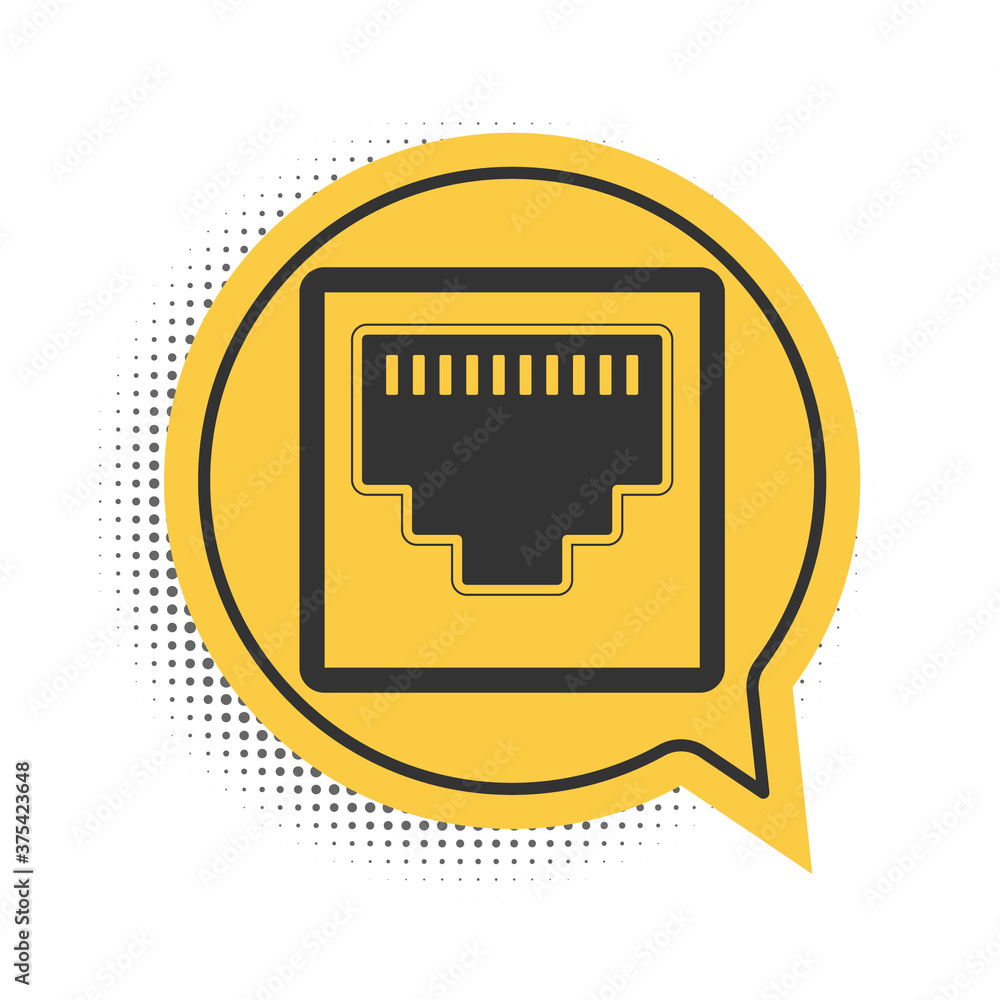 Aufkleber black network port - cable socket icon isolated on white background. lan port icon. ethernet simple 