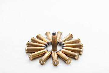 Several bullets of the 38 caliber special for a handgun or revolver