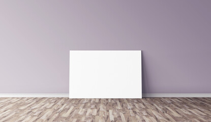 White blank horizontal canvas on floor. Blank mockup for you design. Good use for advertasing.