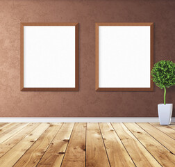 White poster with frame on wall. Mockup for you design preview. Layout concept.