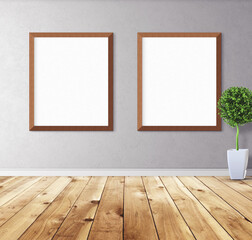 White poster with frame on wall. Mockup for you design preview. Layout concept.