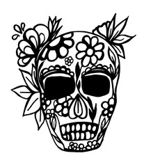 Skull with black line patterns.  - 375426052