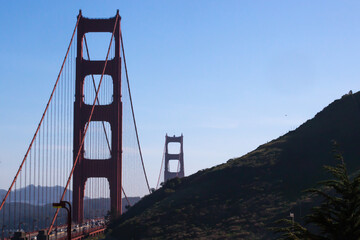 Golden Gate Bridge against a blue sky
