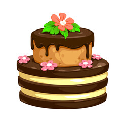 cake of chocolate and biscuit cakes with flowers up