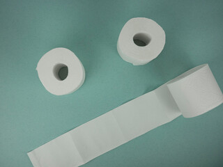 funny rolls of toilet paper on the table.