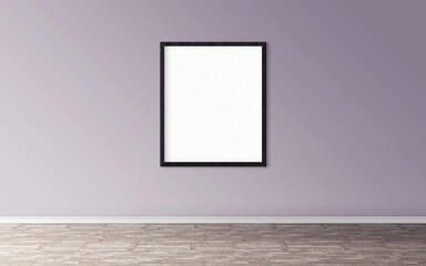 White blank poster with black frame on wall. Empty mock-up for you design preview. Good use for...