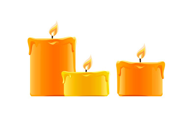 burning candle is orange in color different size