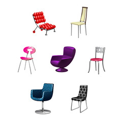 set of realistic fashion chairs  chair furniture design