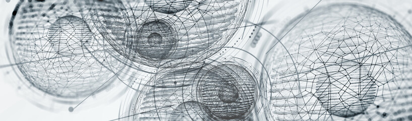 Big data concept. Artificial intelligence and computer mind. High technologies, network database. Realistic 3D illustration