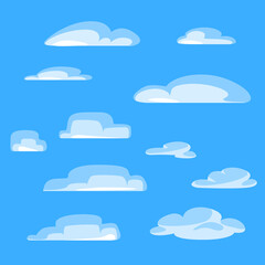set of flat various clouds