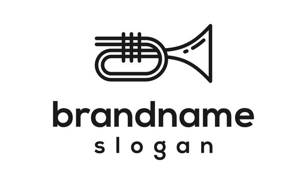 trumpet logo design vector