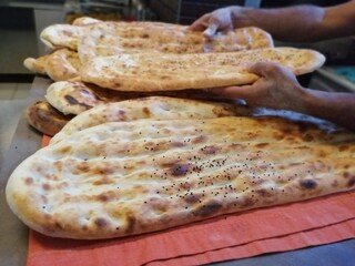 fresh and hot bread from the oven
