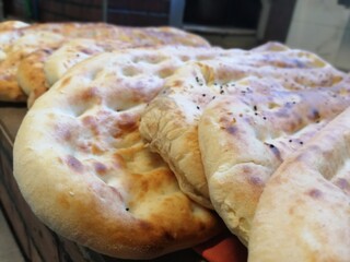 fresh and hot bread from the oven