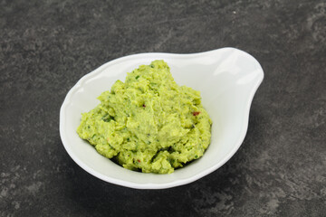 Avocado guacamole sauce with chili pepper