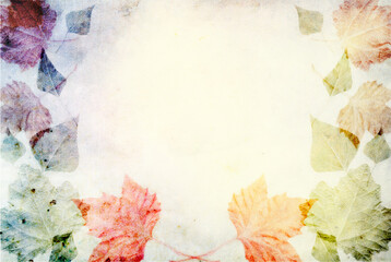 Concept of autumn frame background with colorful leaves – blank template for autumn design