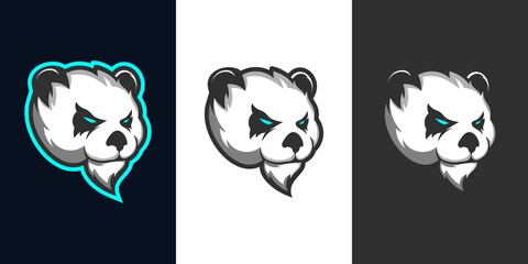 Panda head e sport mascot logo design © art_bee8